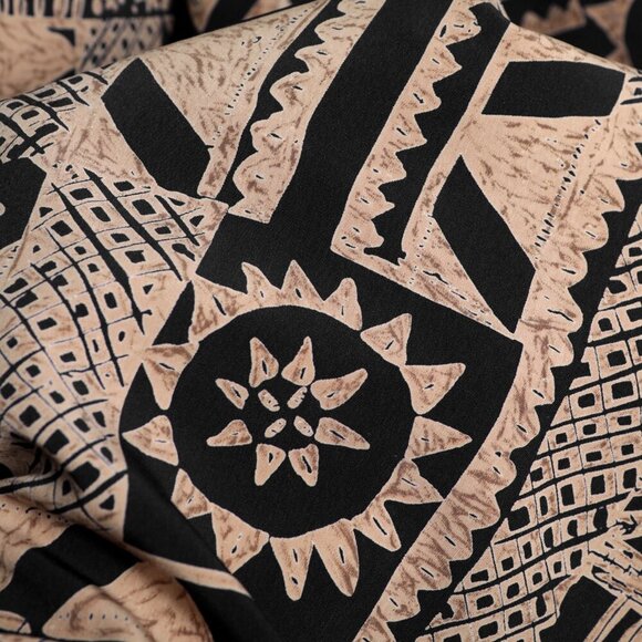 Vintage Principles Midi Tribal Print Skirt Brown Black Retro Stretch Waist 80s - Picture 9 of 10